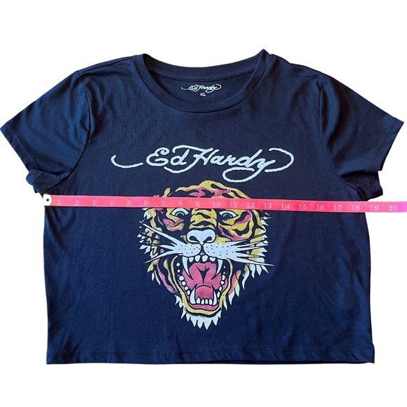 Ed Hardy RETRO TIGER CROPPED BABY TEE Size XL - Picture 2 of 8